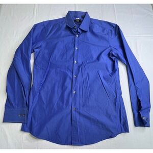 BOSS Slim Fit Dress‎ Shirt 16.5 42 Blue Long Sleeve Button Up Mens